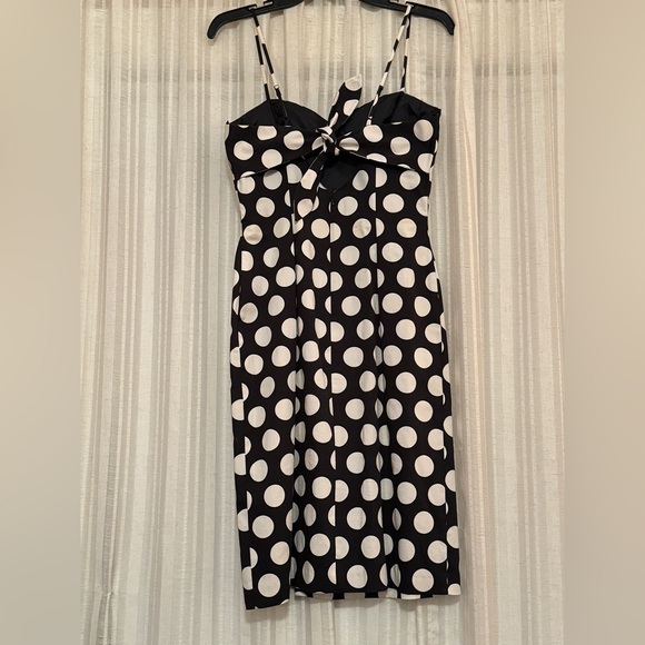 Vintage 90s Black and White Polka Dot Mini Party Dress Size 6 - Picture 6 of 9